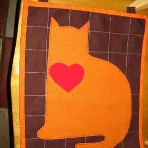 TWO Quilted Cat Wall Hangings